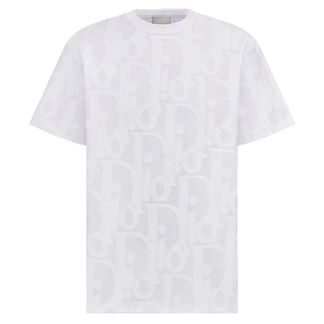 DIOR OBLIQUE T-SHIRT, RELAXED FIT WHITE COTTON JERSEY - DOT042