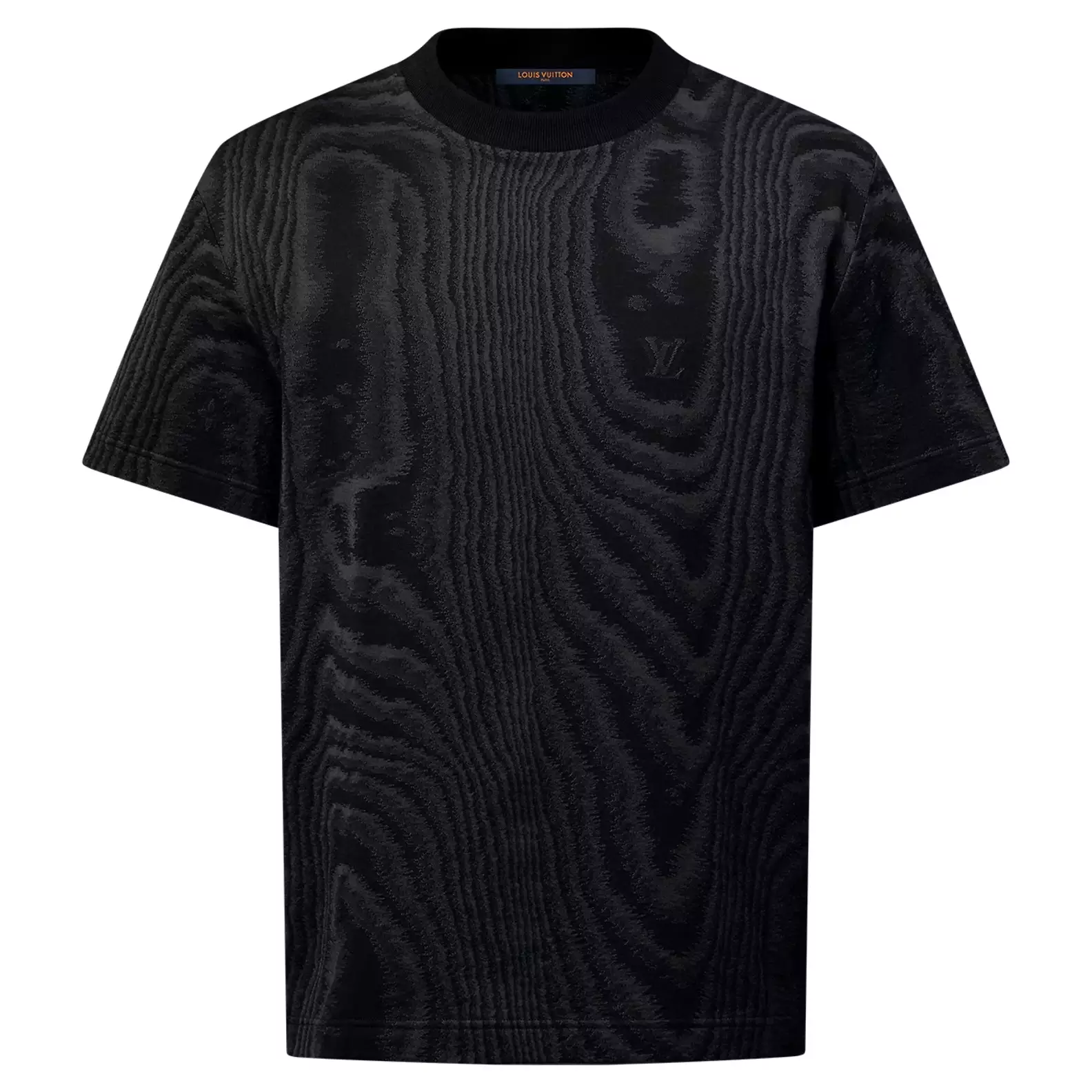 JERSEY JACQUARD T-SHIRT IN BLACK - LVTS100 Damier Jacquard Short-Sleeved Crewneck - LVTS089