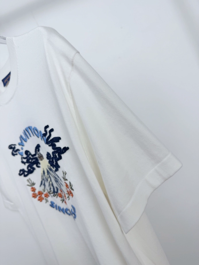 LOUIS VUITTON T-SHIRT - LVTS092 Damier Jacquard Short-Sleeved Crewneck - LVTS089