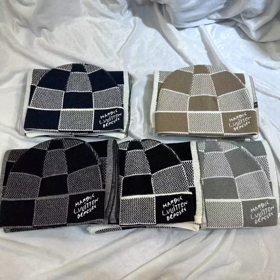 Louis Vuitton Scarf & Beanie Set
