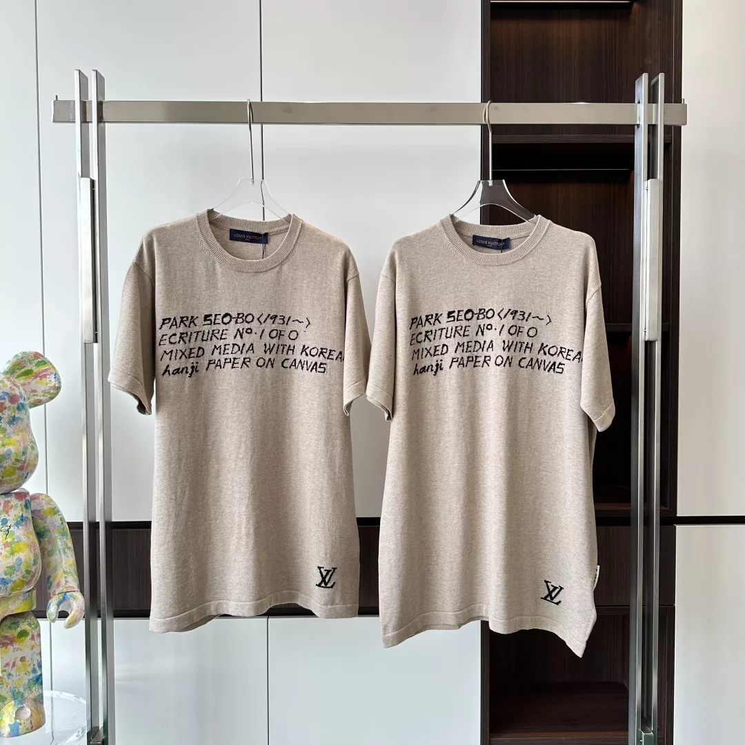 PARK SEO BO SHORT SLEEVED COTTON CREWNECK - LVTS128 Damier Jacquard Short-Sleeved Crewneck - LVTS089