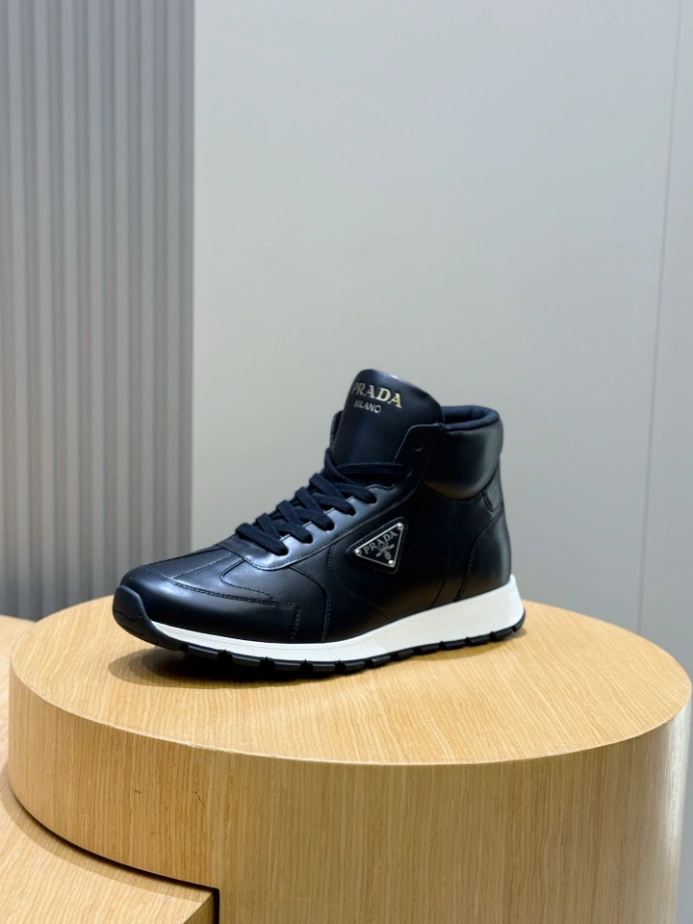 PRADA BRUSHED LEATHER SNEAKERS - PRS072